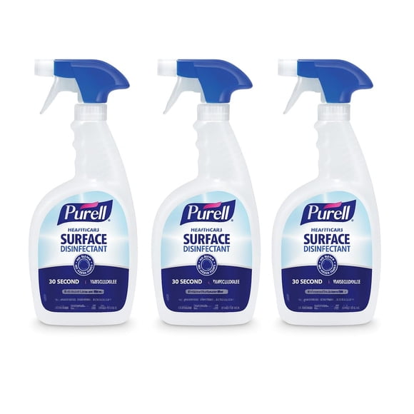 PURELL Healthcare Surface Disinfectant Spray, Fragrance Free, 32 fl oz Capped Bottle with Spray Trigger in Pack (Pack of 3) - 334