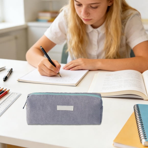Retros Corduroy Solid Color Pencil Case Artistics And Minimalists Stationery Pencil Case High School Student Storage Bag