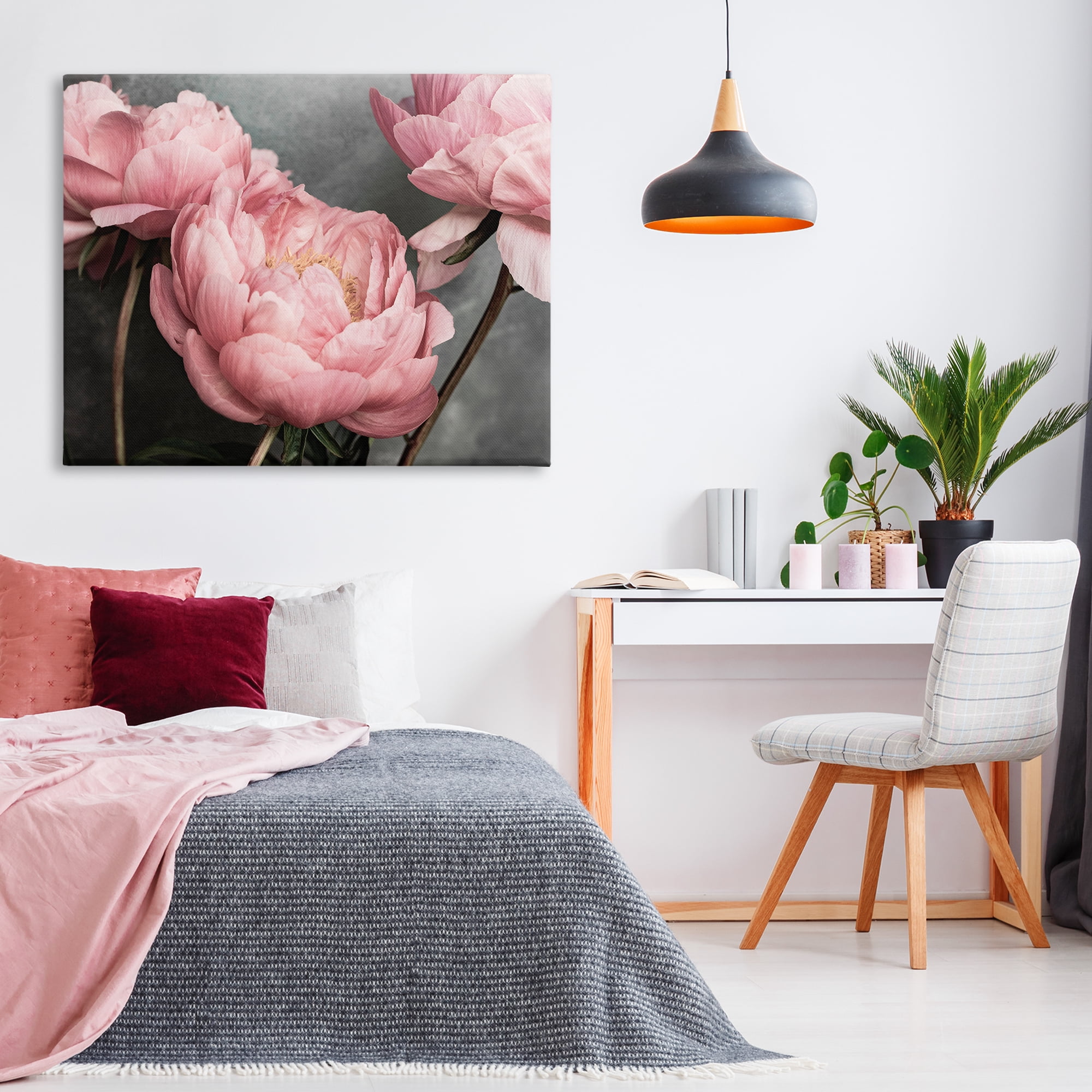 Stupell Industries Pink Peonies Trio Plants & Flowers Painting Wrapped Canvas Art Print Wall Art, 48 x 36