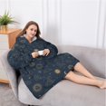 thumbnail image 5 of Oversized Wearable Blanket Hoodie,Dark Blue Sun Moon Cloud Star Pattern Sherpa Blanket Hoodie with Super Pockets,Super Warm Fuzzy Pullover for Women & Men, 5 of 6