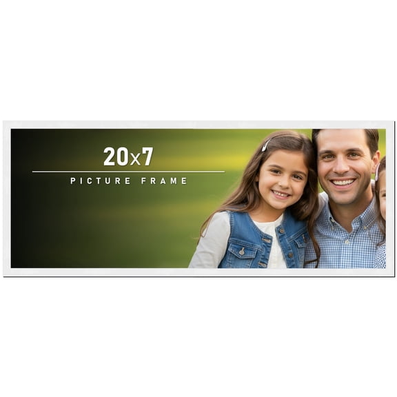 20x7 Frame White Solid Wood Picture Frame Includes UV Acrylic Shatter Guard Front, Acid Free Foam