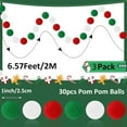 thumbnail image 2 of RUseeN 3 Pieces Christmas Wool Felt Rainbow Ball Garland Colorful Pom Pom 6.5 ft Long 30 Ball Garland for Easter Mardi Gras Classroom Thanksgiving Xmas (Red, White, Green), 2 of 7