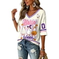 thumbnail image 5 of Halloween Tops for Women Ghost Graphic T-Shirt Oversized 3/4 Sleeve V Neck Tee Funny Pumpkin Print Spooky Fall Blouse, 5 of 5