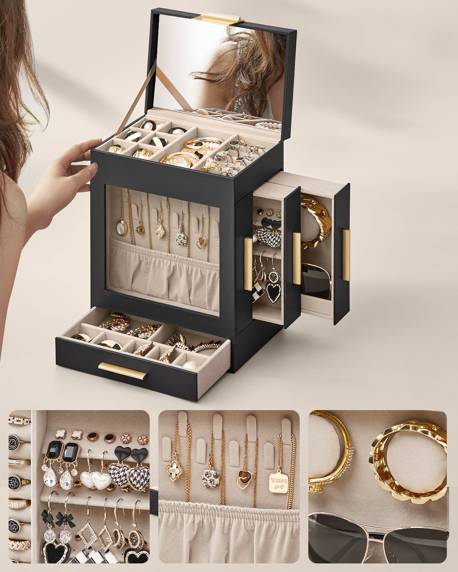 SONGMICS Jewelry Box with Window, 5Layer Jewelry Organizer with 3 Side —  CHIMIYA