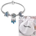 thumbnail image 1 of Pulsera Charms Plata 925 Pandora Tortuga Globo Pulseras 19cm con bolsa de terciopelo Gao Jiahui unisex, 1 of 2