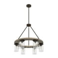 thumbnail image 6 of Hunter - Devon Park 6-light Onyx Bengal, Large Chandelier, Dimmable, Rustic Style, Wagon Wheel Shaped, for Bedrooms, Dining, Living Rooms - 19210, 6 of 9