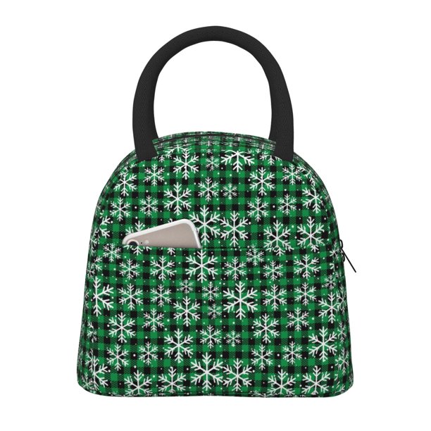 Easygdp Christmas Pattern At Buffalo Plaid Bolsa de Almuerzo Insulada Grande, Forro de Aluminio, Diseño Espacioso, a Prueba de Fugas, Ideal para Trabajo, Picnics, Viajes y Actividades al Aire Libre