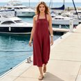 thumbnail image 2 of Women's Halter Maxi Dress, Sexy Backless Cotton Linen Long Dresses, Loose Fit Pleated Front Summer Beach Vacation Boho Sundress, 2 of 8