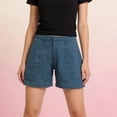 thumbnail image 5 of Women's High Waisted Denim Shorts with Patch Pockets Casual, 5 of 5