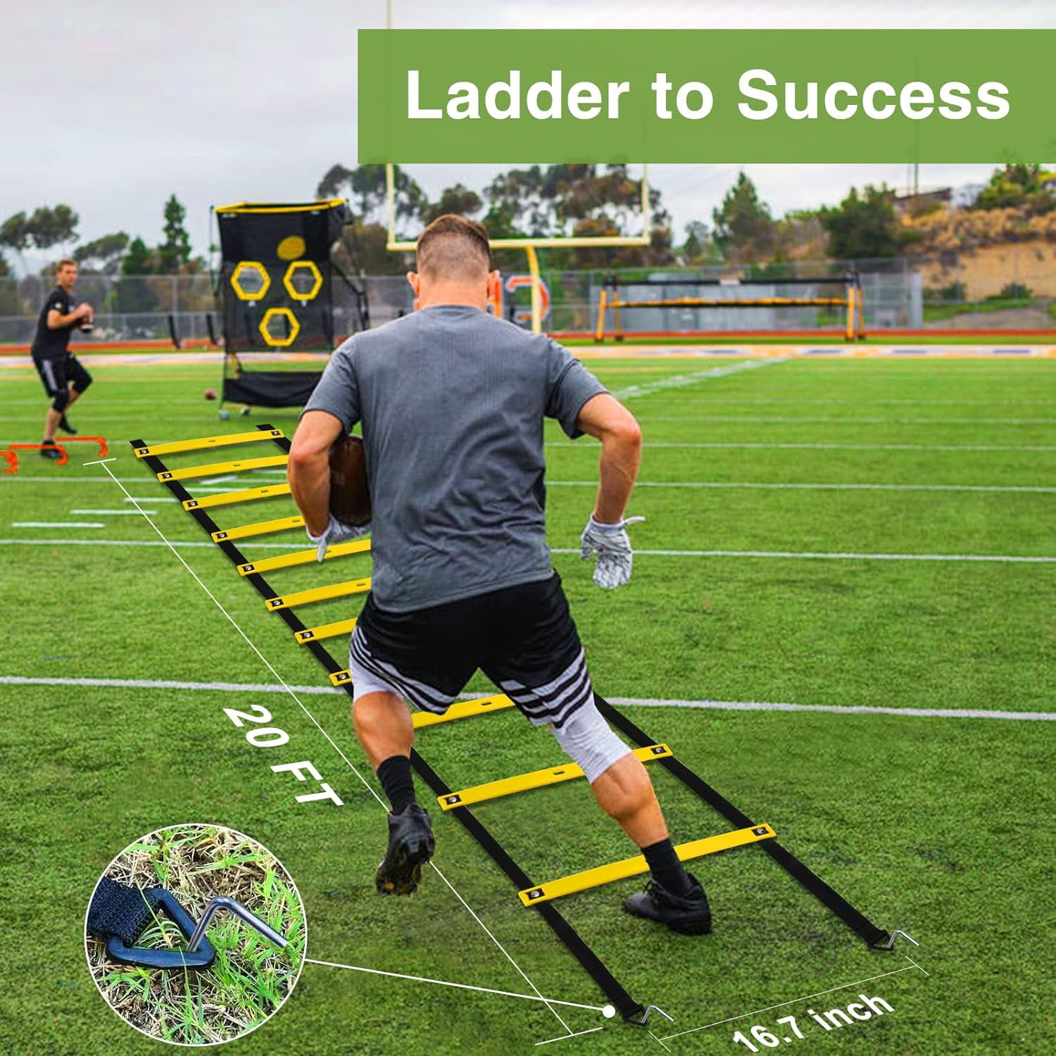 Ambifirner Training Equipment Set 20ft Adjustable Straps Agility Ladders, Yellow