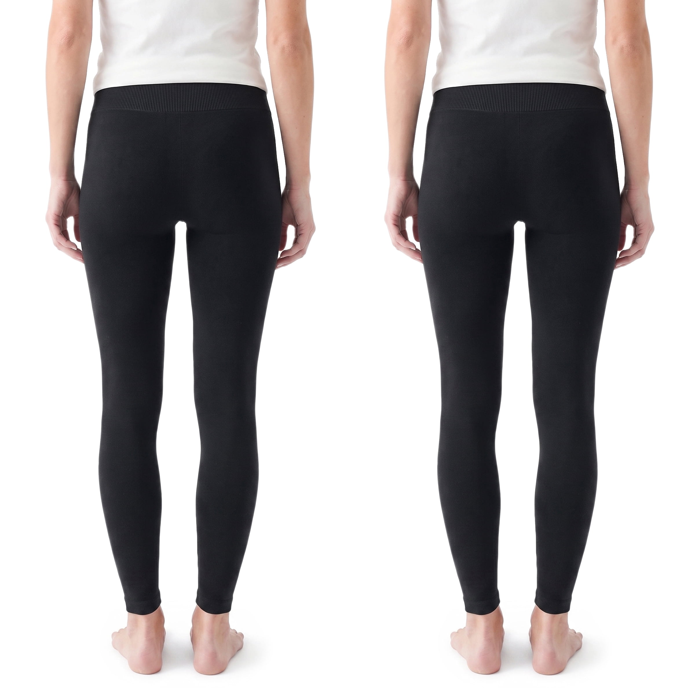 MUK LUKS Women's Jersey Fleece Lined High Waist Leggings, Sizes S/M to 1X/2X, 2-Pack
