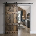 thumbnail image 2 of Coast Sequoia 36 in x 84 in Castle Style Finished Knotty Pine Wood Sliding Barn Door With Hardware Kit (Carbon Gray), 2 of 5