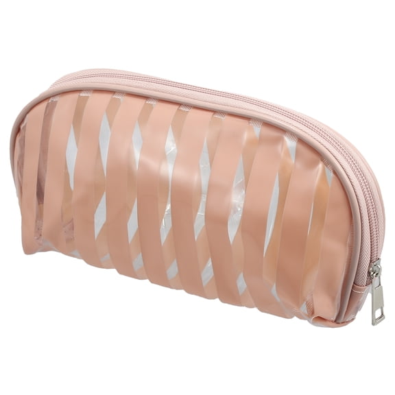 Unique Bargains Clear Makeup Bag Transparent Toiletry Bag Zipper Cosmetic Bag Organizer for Travel for Women Light Brown