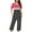 Hot Pink women plus size 2 piece set a1, variant on Cagogo Women Plus Size 2 Piece Set Round Neck Short Sleeve Tshirt Crop Capris Casual Lounge Sets Solid Matching Outfits Summer Cruise Airport Travel Clothes, Light Blue M