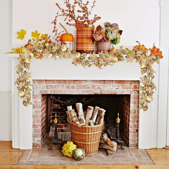 Taotanxi Fall Decor - Fall Garland - 69"Autumn Maples Leaf Pumpkin Berry Garland - Thanksgiving Halloween Mantle Fireplace Farmhouse Harvest Decorations for Home Outdoor Indoor Porch