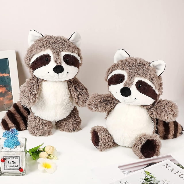 2 piezas de mapache de peluche, mapache pequeño, animal de peluche, lindo mapache de peluche, mapache marrón, peluche, mapache del bosque, juguete de peluche, animal de peluche suave