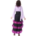 thumbnail image 3 of Medieval Halloween Party Dress, Steampunk Renaissance Pirate Costume Outfit, Bell Long Sleeve Blouse High Low Ruffle Corset Skirt, Gothic Medieval Pirate Cosplay Dress for Halloween Party, Purple M, 3 of 4