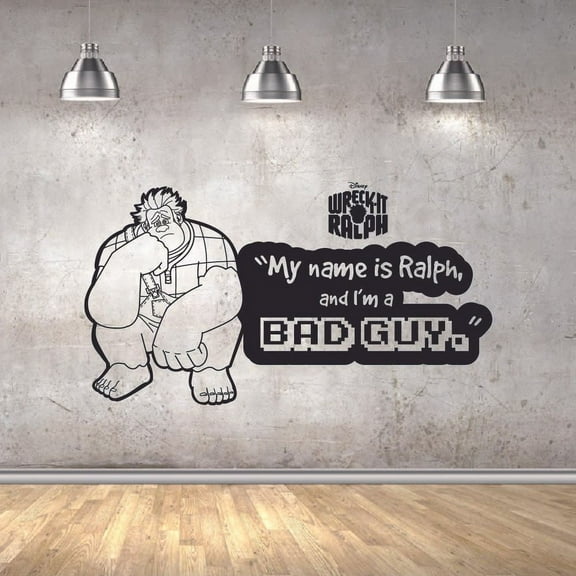 My Name Is Ralph And Im A Bad Guy In The World Wreck It Ralph Vinyl Wall Art Sticker Wall Decal Decoration For Home Room Wall Boys Girls Room Playroom Wall Décor Décor Design Size (30x30 inch)