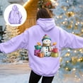 thumbnail image 4 of Kaprioy Oversized Sweatshirt For Women Christmas Snowman Pattern Christmas Colorful Winter Sweatshirt Fall Fashion Long Sleeve Clothing Purple, XL, 4 of 8