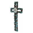 thumbnail image 5 of Rustic Southwestern Crackled Turquoise Rocks And Western Concho Wall Cross Decor, 5 of 6