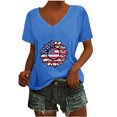 thumbnail image 1 of Camisetas Casuales de las Mujeres Gradiente Día de la Independencia Impreso Cuello Redondo, Blusa de Manga Corta para Diario, Fiesta Y Primavera Verano, 1 of 3