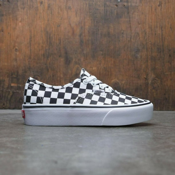 tan and white checkerboard vans