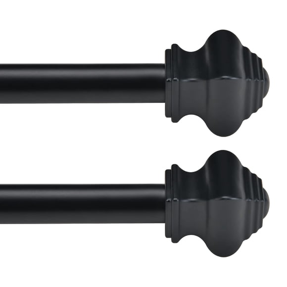 Barra de cortina Thestoa con empalme, 30-46 cm, color negro, 5/8 de diámetro, 2 unidades