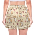 thumbnail image 2 of Women's Silk Pajama Shorts Cute Little Corgi Pajama Shorts Women's Casual Pajama Shorts with Pockets, 2 of 6