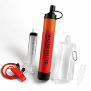 Orange 1-Pack High-Capacity Portable Camping Water Filter Straw with Emergency Whistle