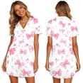 thumbnail image 6 of Nightgown Women New Women’s Print Nightshirt with Pockets Lapel Neck Button Loose Nightgown Summer Ruffle Short Sleeve Casual Sleep Dress, 6 of 7