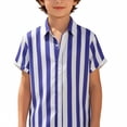 thumbnail image 5 of LIIPEE Fashion Stripes Graphic Button Up Shirts For Boys Short Sleeve Turn Down Collar Beach Shirt Kids Casual Cute Summer Tops,11-12 Years, 5 of 5