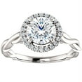 thumbnail image 1 of 1ct Diamant Halo Solitaire Vintage Bande Entrelacée Ronde Or Blanc 14k, 1 of 4