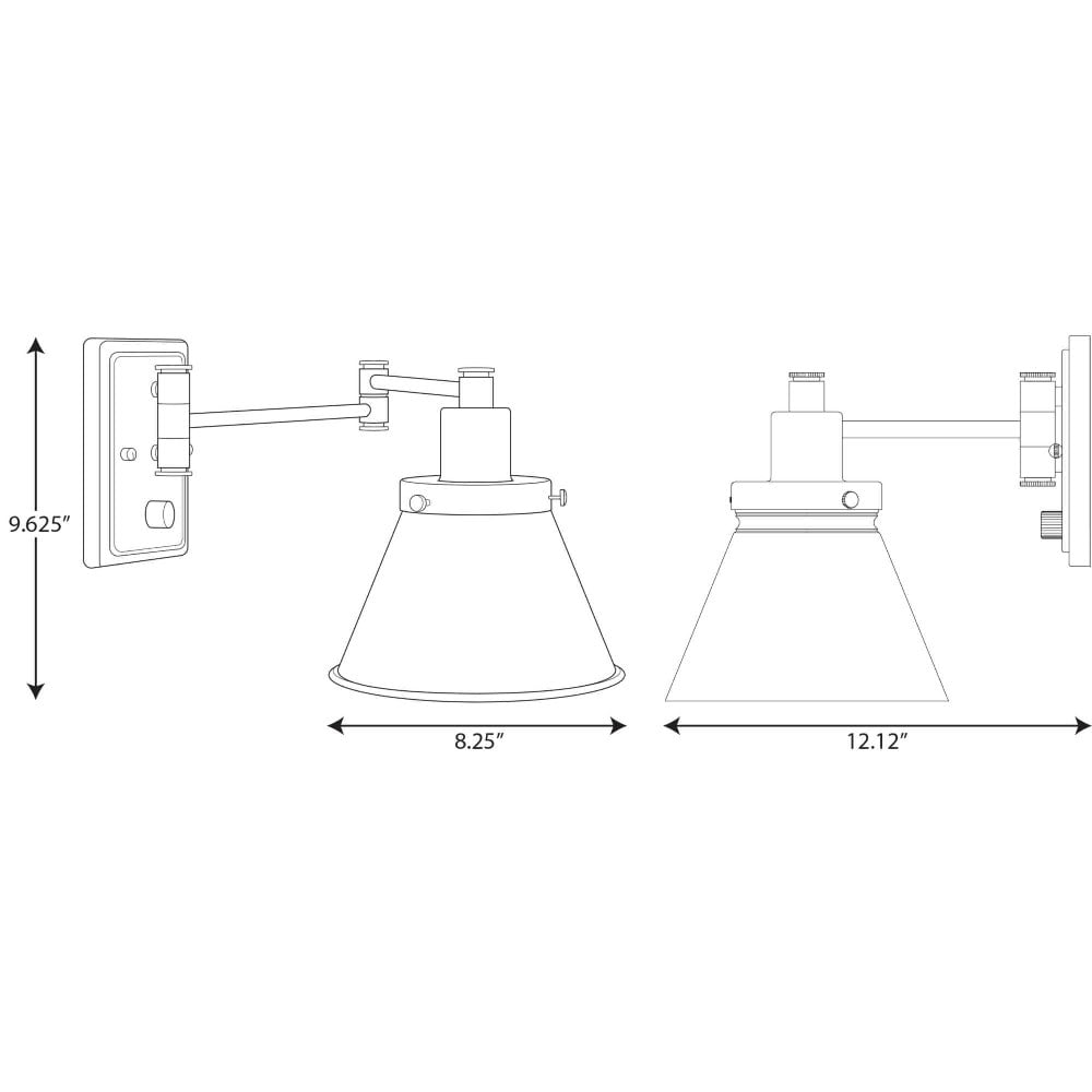 P710085-031-Progress Lighting-Hinton - Wall Brackets Light - 1 Light - Cone Shade in Coastal style - 8.25 Inches wide by 9.63 Inches high-Black Finish