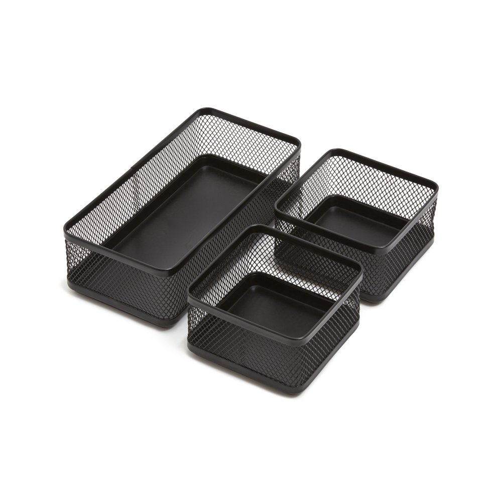 TRU RED 3 Compartment Stackable Wire Mesh Desk Organizer TR57547CC