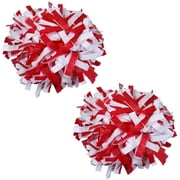 Plastic Cheer Pom Poms Cheerleading Cheerleader Gear 2 pieces one pair poms(Red/White)