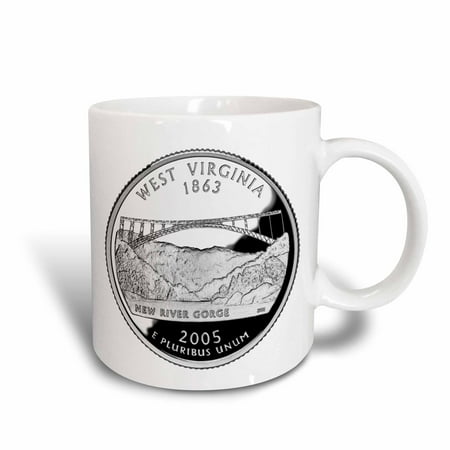 - 3dRose State Quarter of West Virginia (PD-US), Ceramic Mug, 11-ounce