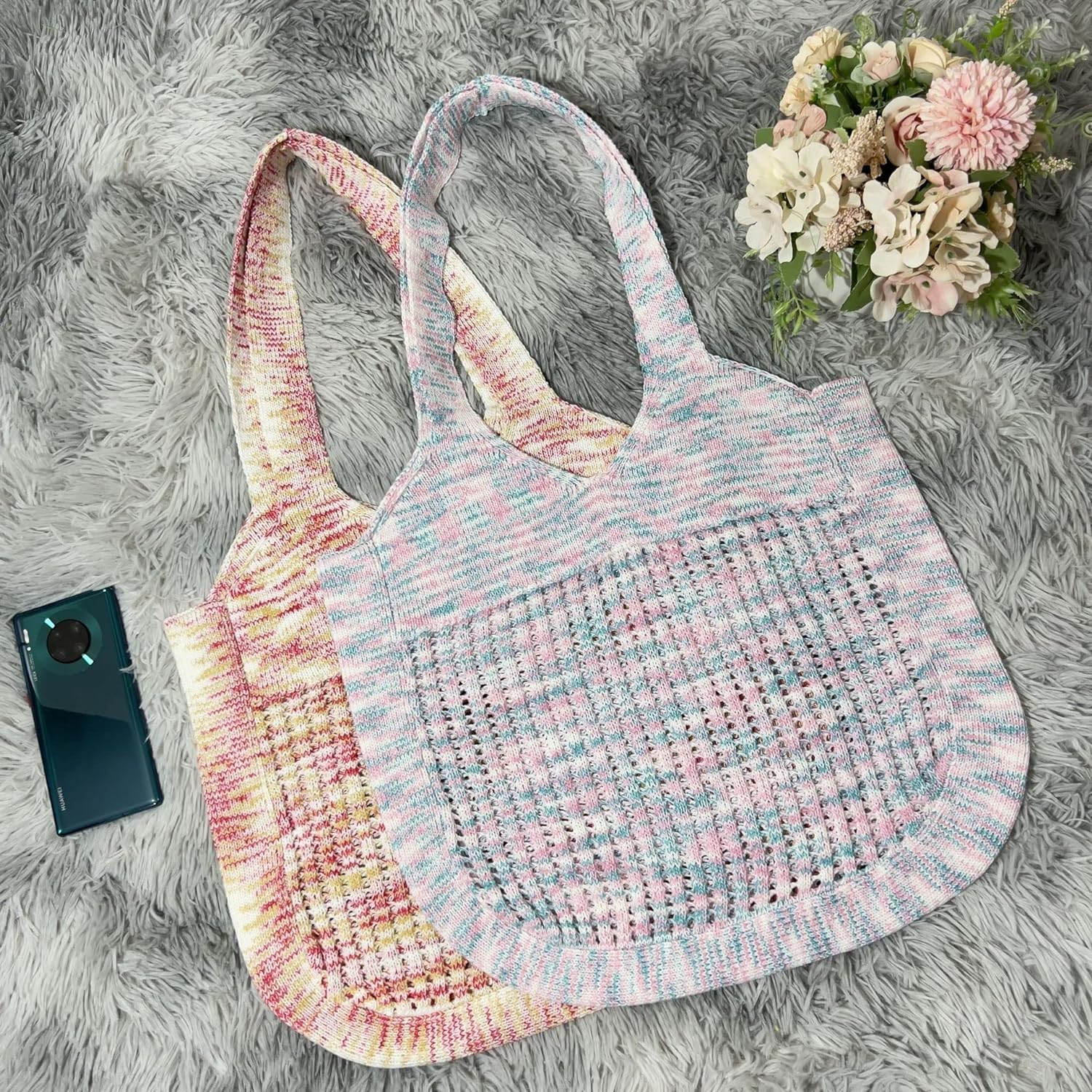 Kukuzhu Y2k Aesthetic Tote Bag Aesthetic Y2k Bag Crochet Tote Bag Aesthetic Tote Bags Aesthetic Y2k Purse
