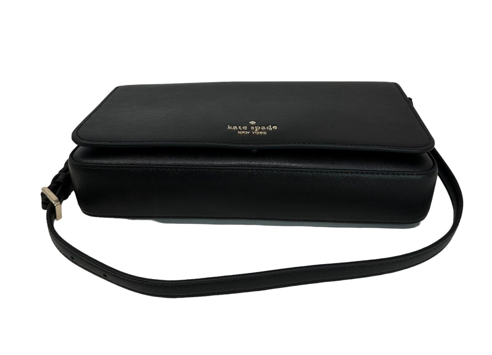 Kate Spade Staci Flap Shoulder Black Saffiano Leather Bag KF371 $329