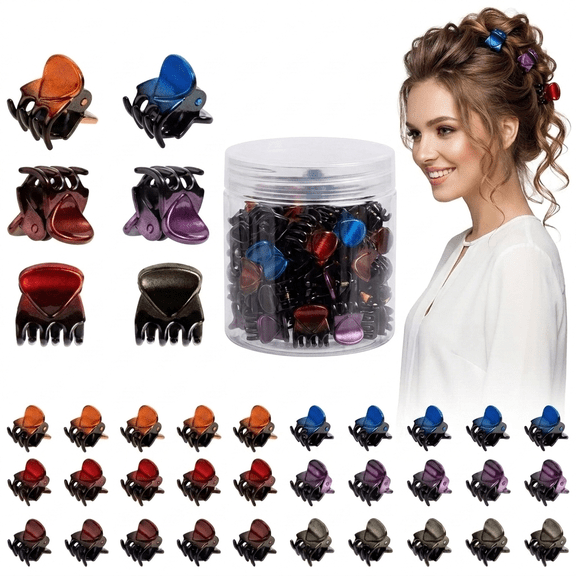 MH 50PCS Mini Hair Claw Clips, Non-slip Jaw Clips for Women Girls, Small Plastic Hair Clips for Thin/Short Hair, Assorted Colors