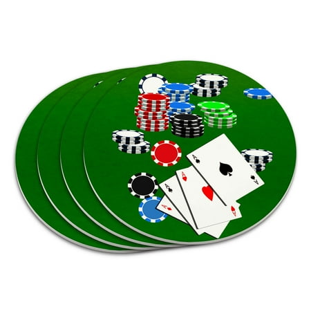 

Poker Aces Cards Chips Gambling Coaster Set
