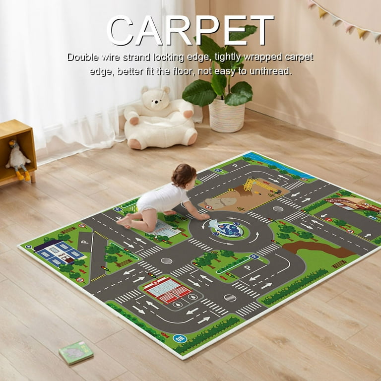 Niovtt Kids Cartoon Carpet Rectangular Crawling Rug for Playroom