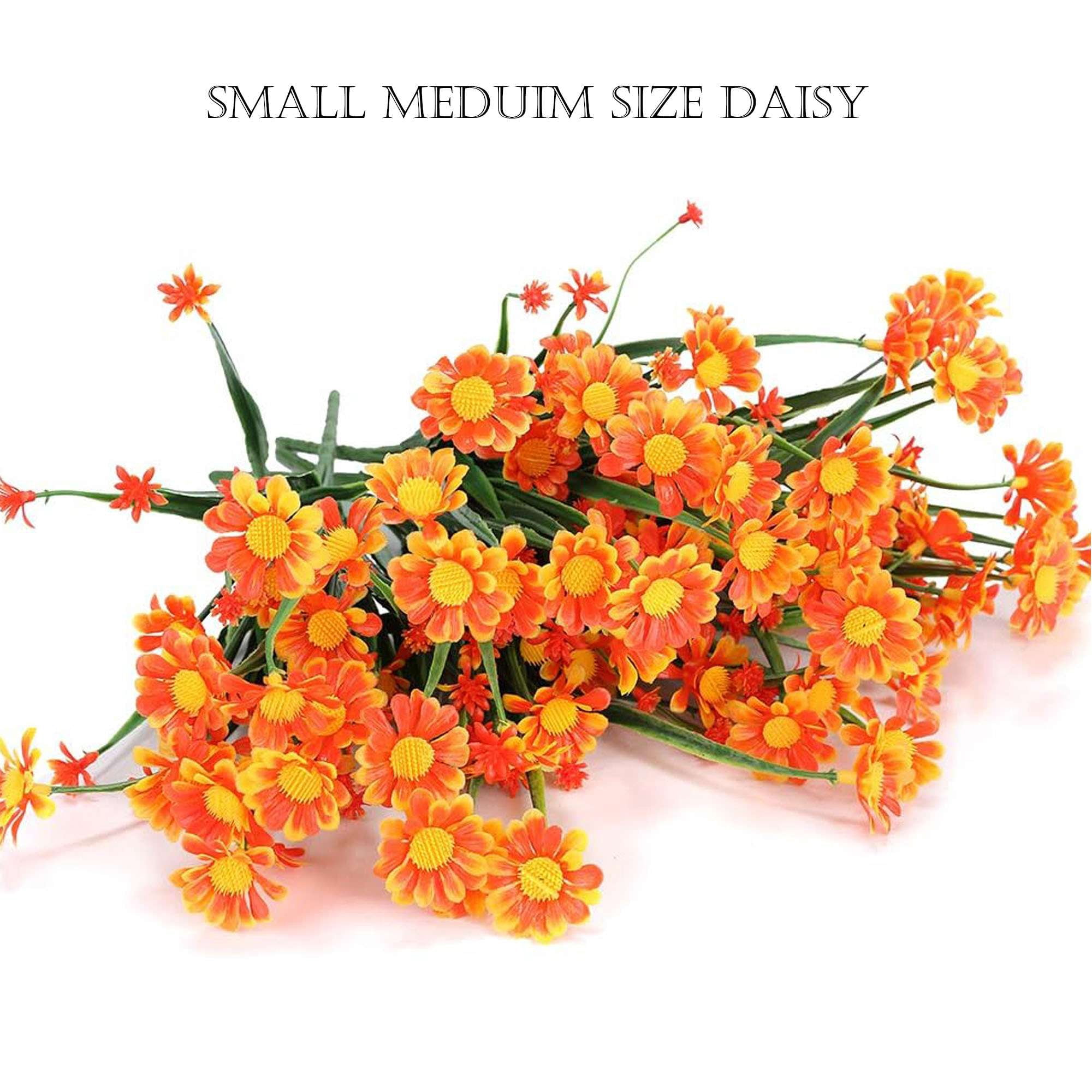 LAVA 16 Bundles Artificial Flowers UV Resistant Faux Daisy Flowers for Outdoor Indoor Wedding Garden Home Decor