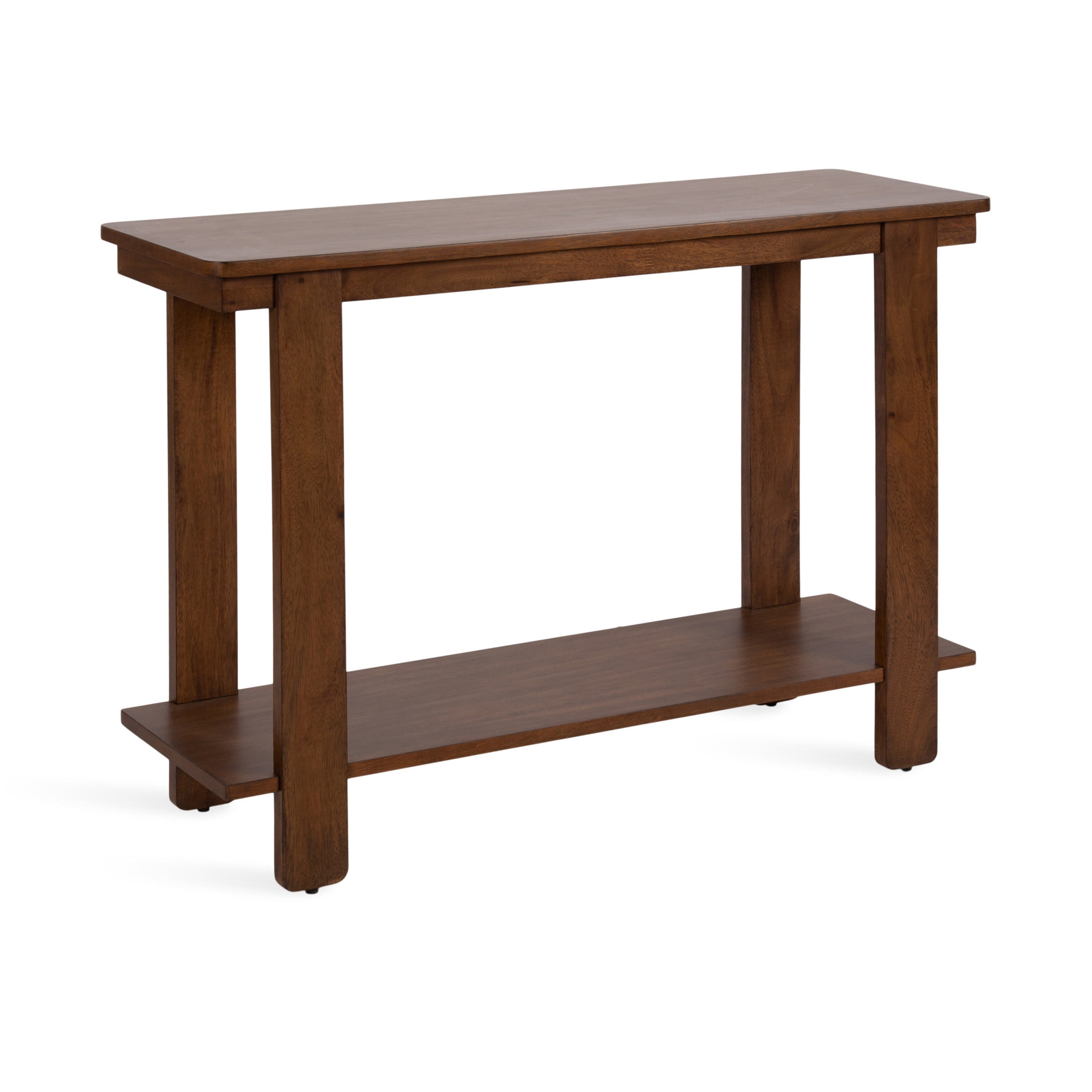 Kate and Laurel Foxford Tiered Rectangle Console Table, 42 x 14 x 30, Walnut Brown, Transitional Two-Tier Wood Entryway Table with Storage for Use as Living Room Behind Couch Table