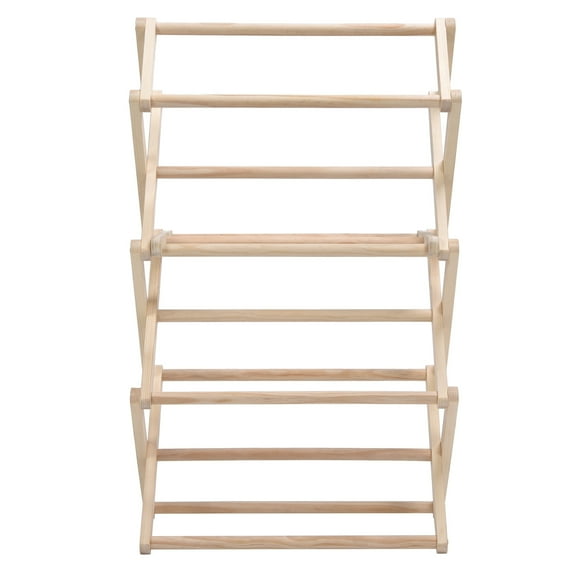 Wooden Clothes Drying Rack Collapsible Garment Laundry Dryer Hanger Rack for Nursery Kids' Room It Is Stable High In Hardness And Not Easy To Shake (S 110x78cm)
