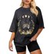 thumbnail image 1 of Camiseta Flafens de gran tamaño, lavada, vintage, retro, para mujer, 1 of 6
