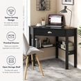Corner Laptop Desk, with drawer, 2 shelves, made of solid pine wood ...