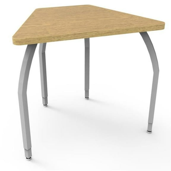 Elo Connect 8 Desk, Fusion Maple Laminate & Banding with 4 Junior Adjustable Smooth Silver Legs - 21-26 x 33 x 24 in.