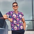 thumbnail image 4 of Pofeuu cute rainbow mushroom Skull Print Men's Loose Fit Midweight Short-Sleeve Pocket Polo-Large, 4 of 6