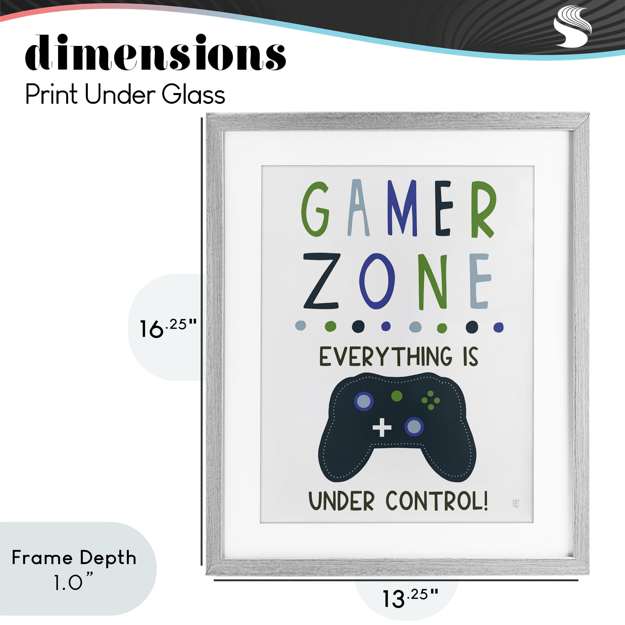 Stupell Industries Everything Under Control Gamer Zone Gray Framed Print Under Glass, design by Elizabeth Tyndall