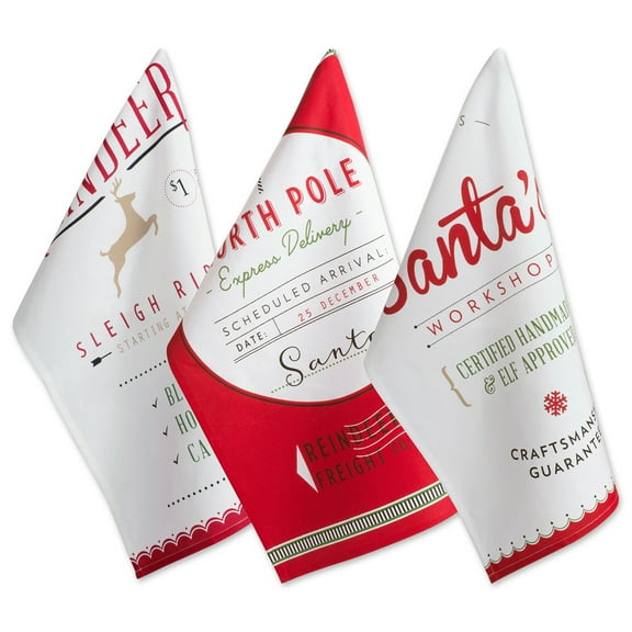 DII North Pole Holiday Printed Dishtowel (Set of 3)